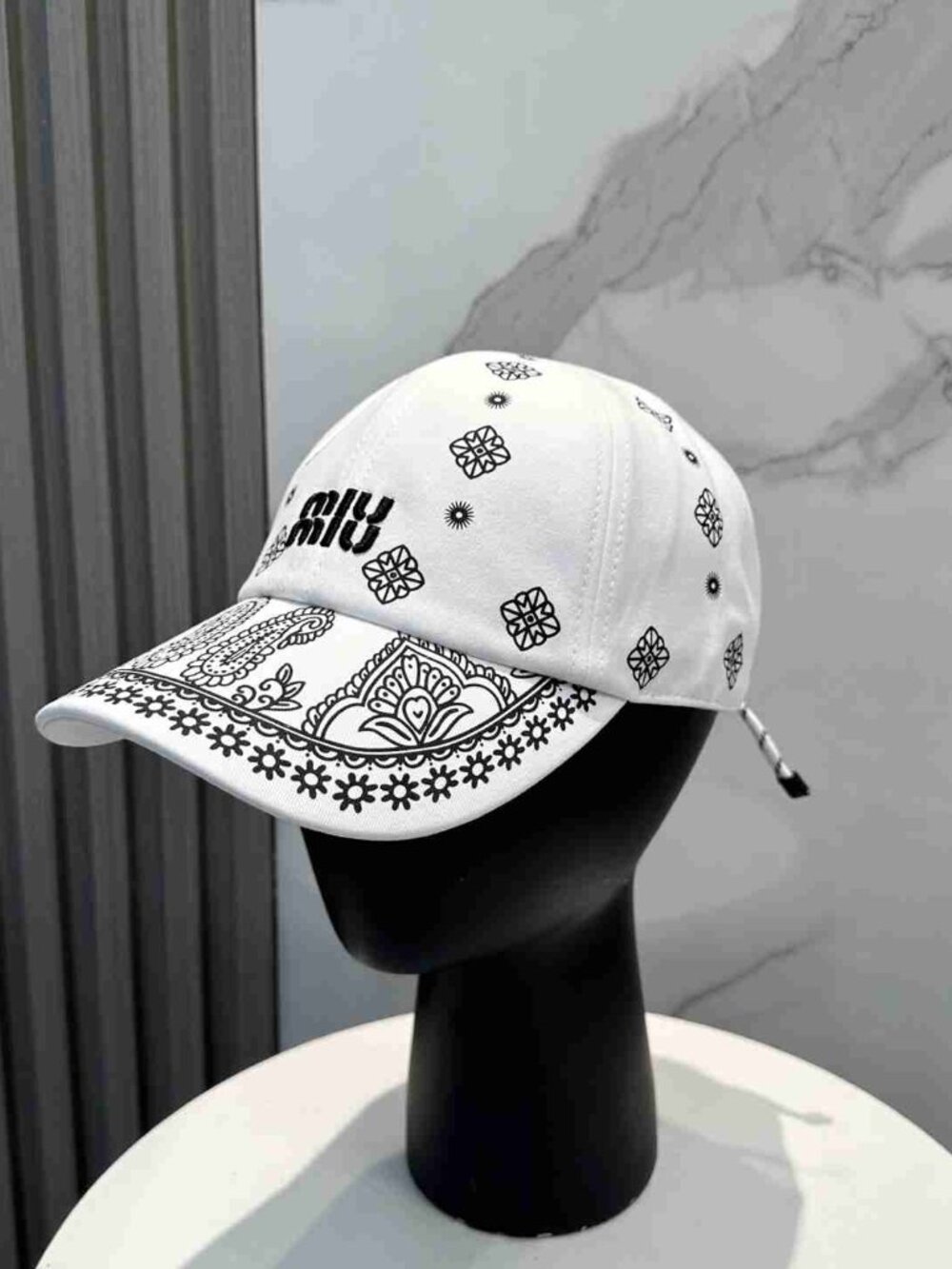 Miu Miu Embroidered Logo Bandana Baseball Cap